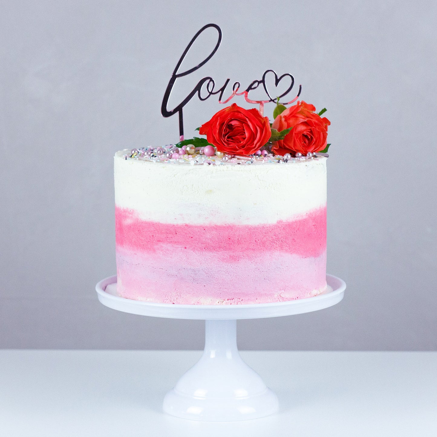 Großer Cake Topper aus Acrylglas "Love" (Rosé / Rosa)