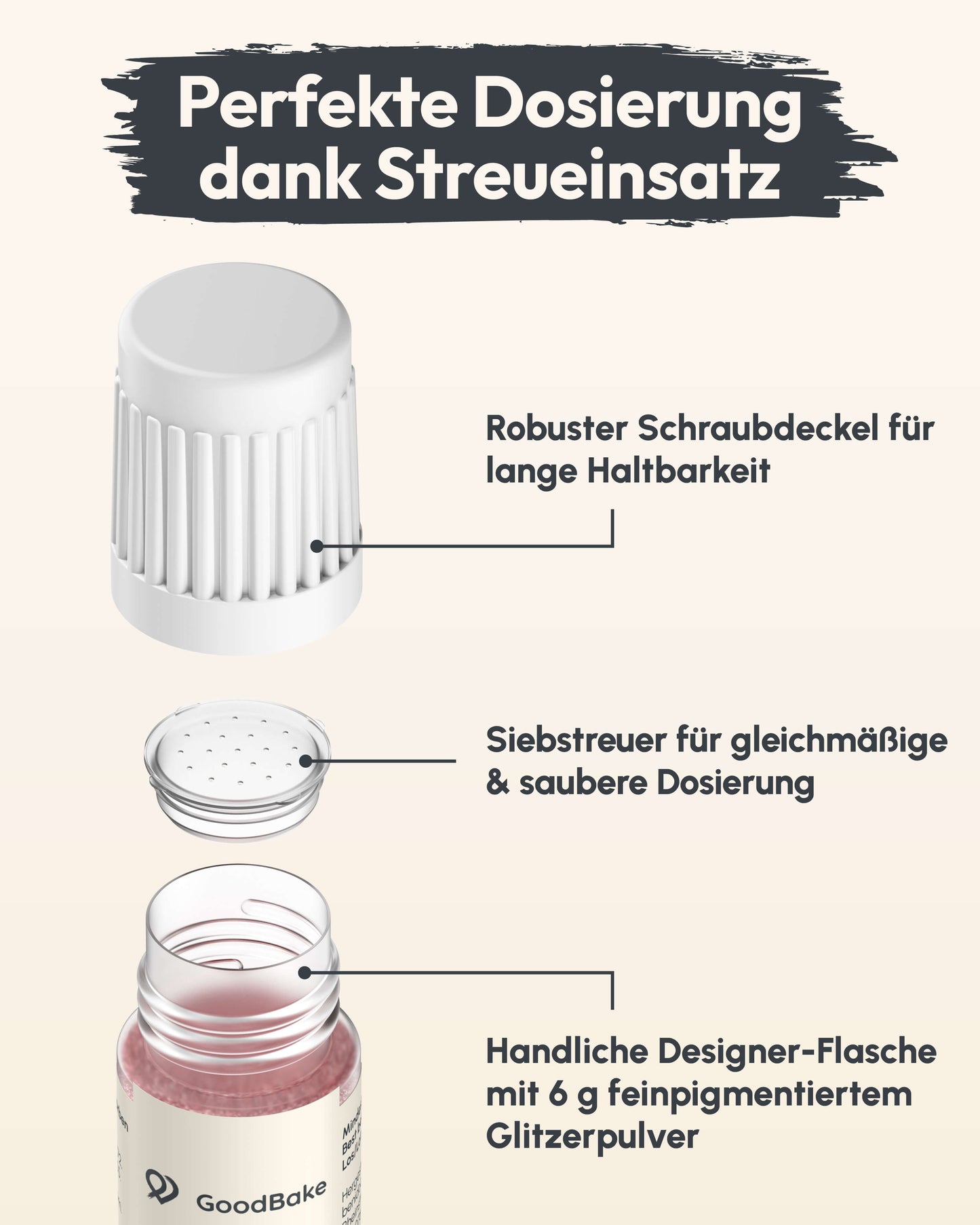 Essbarer Glitzer Rosa (6g)