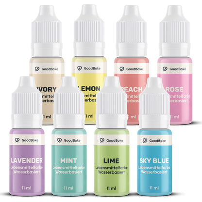 Lebensmittelfarben Pastell Set (8 Farben)