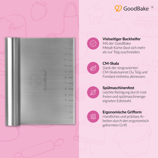 Metall-Teigkarte aus Edelstahl (mit Skala)