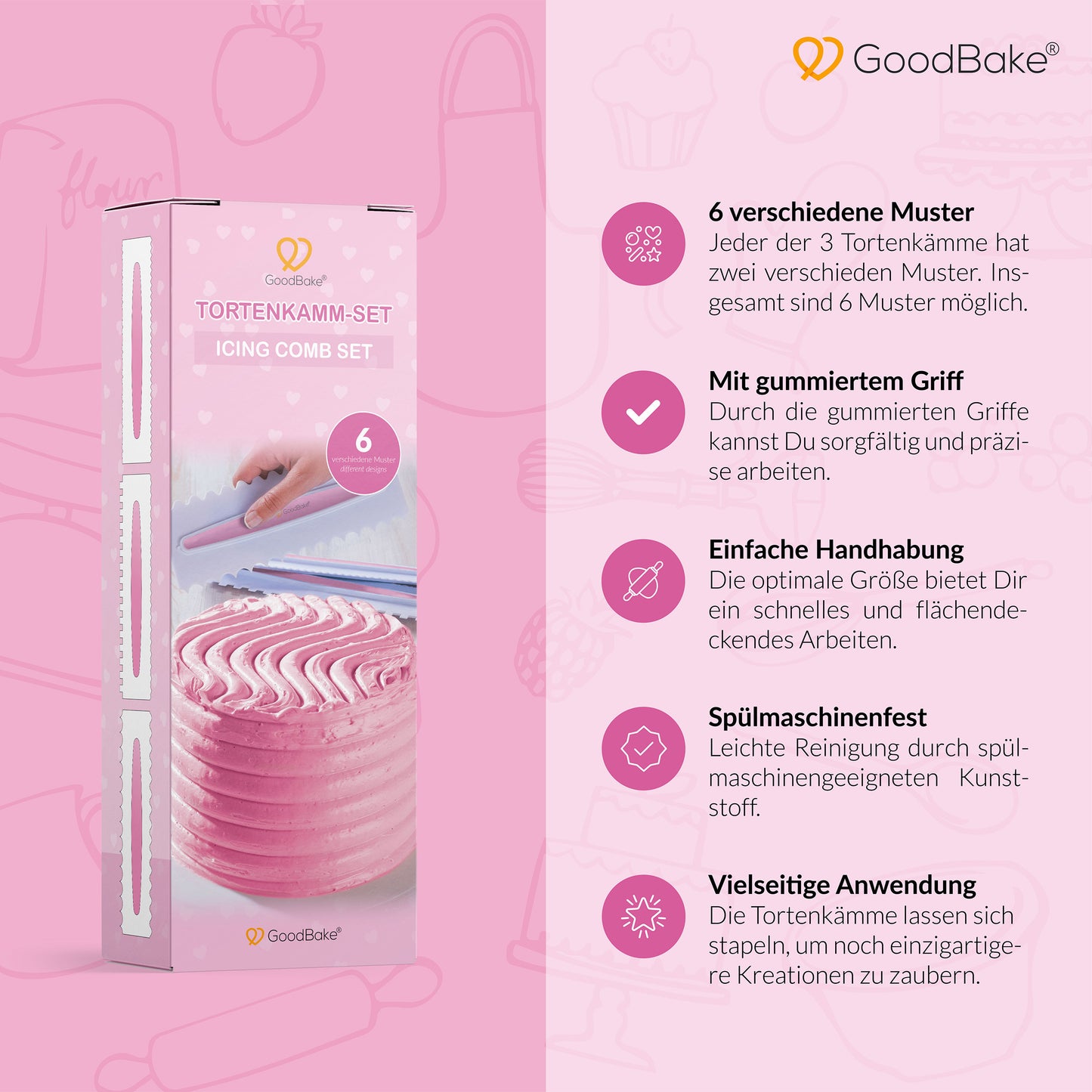 Tortenkamm-Set (3-teilig)