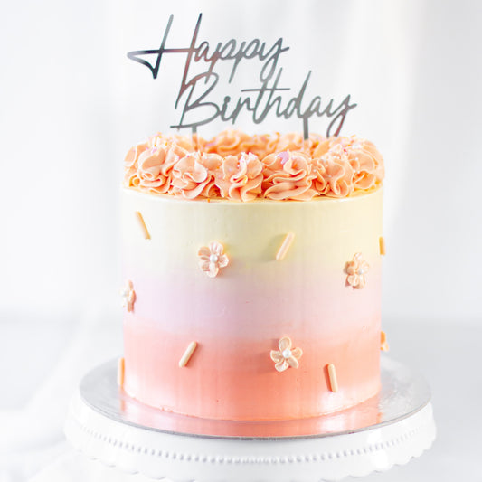 Großer Cake Topper aus Acrylglas "Happy Birthday" (Silber)