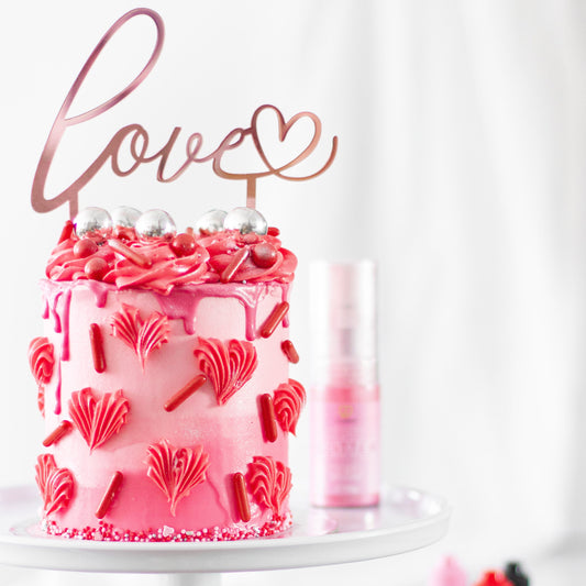 Großer Cake Topper aus Acrylglas "Love" (Rosé / Rosa)
