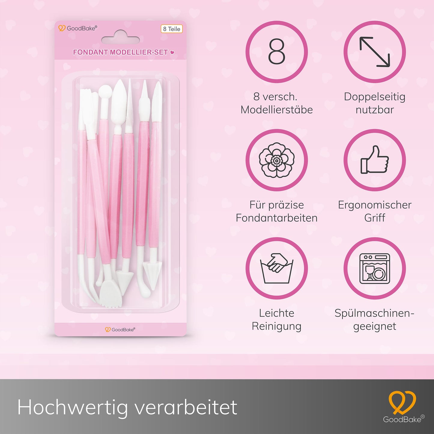 Modellierwerkzeuge für Fondant (8 Teile)