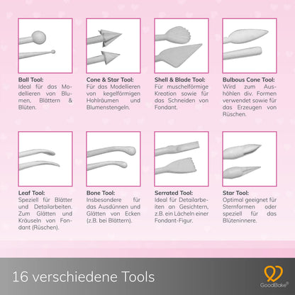 Modellierwerkzeuge für Fondant (8 Teile)