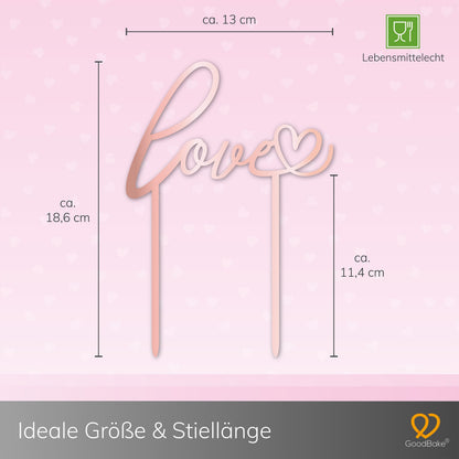 Großer Cake Topper aus Acrylglas "Love" (Rosé / Rosa)