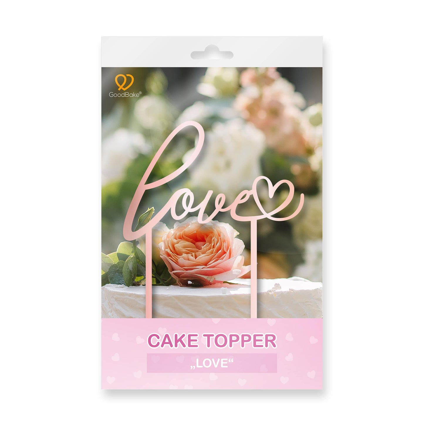 Großer Cake Topper aus Acrylglas "Love" (Rosé / Rosa)