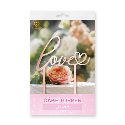 Großer Cake Topper aus Acrylglas "Love" (Rosé / Rosa)